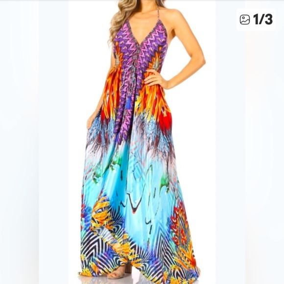 Sakkas Colorful Abstract Pattern Dress - Picture 2 of 6